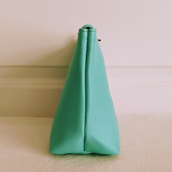 marc tetro Frenchie Large Cosmetic Case Pouch Bag PVC Saffiano Aqua NWT - Picture 7 of 11